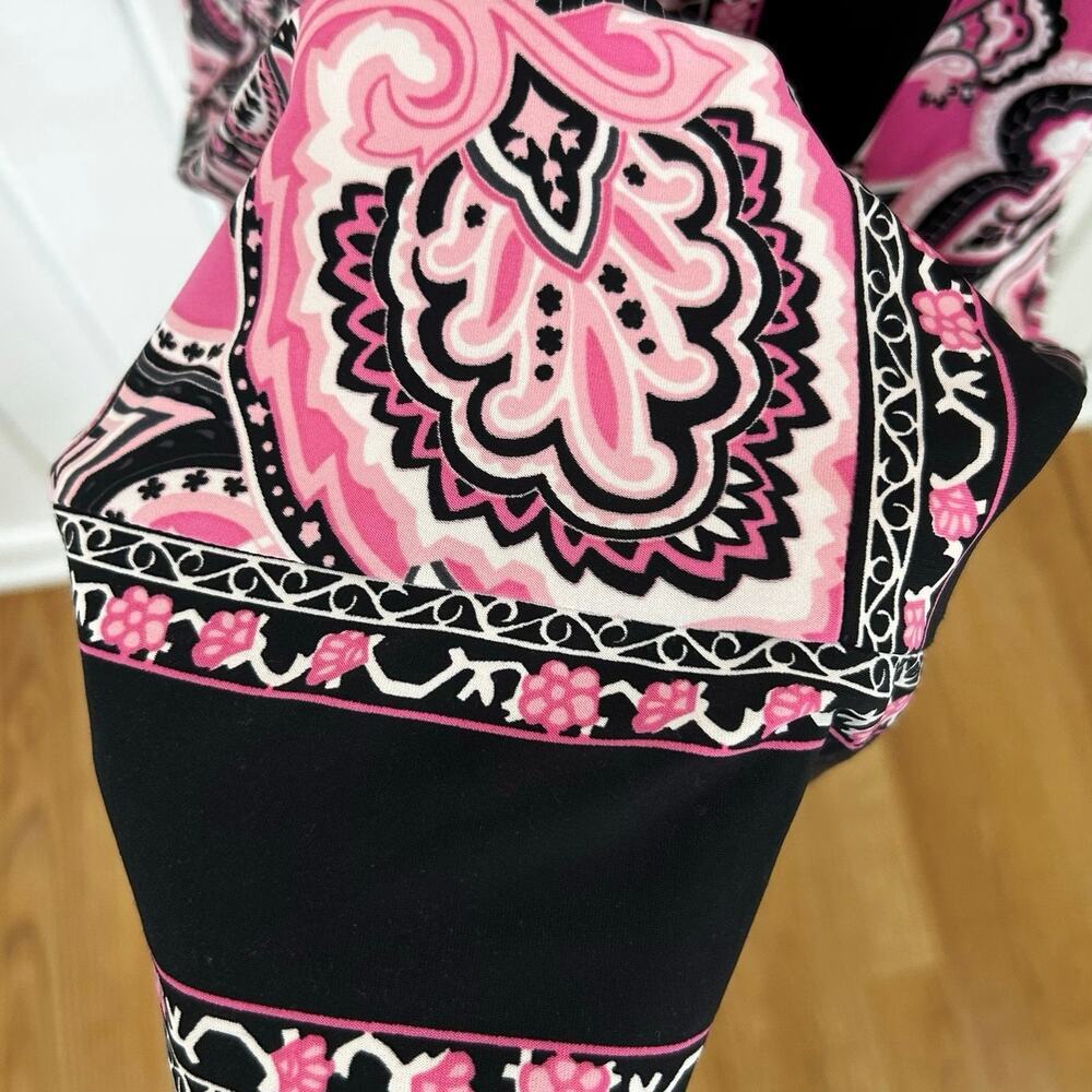 INC International Concepts Pink Paisley V Neck Dress Long Sleeve Size L Midi - Picture 3 of 7